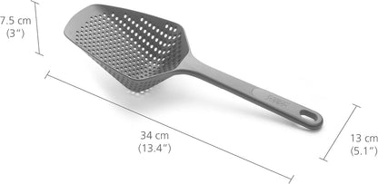 Scoop Plus Colander, Spoon Drainer/Strainer, Scoop, Drain and Serve, heat resistant up to 200°C (392°F), Dishwasher safe, Large, Black