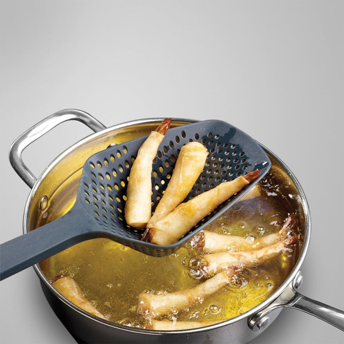 Scoop Plus Colander, Spoon Drainer/Strainer, Scoop, Drain and Serve, heat resistant up to 200°C (392°F), Dishwasher safe, Large, Black