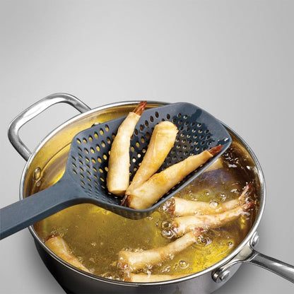 Scoop Plus Colander, Spoon Drainer/Strainer, Scoop, Drain and Serve, heat resistant up to 200°C (392°F), Dishwasher safe, Large, Black