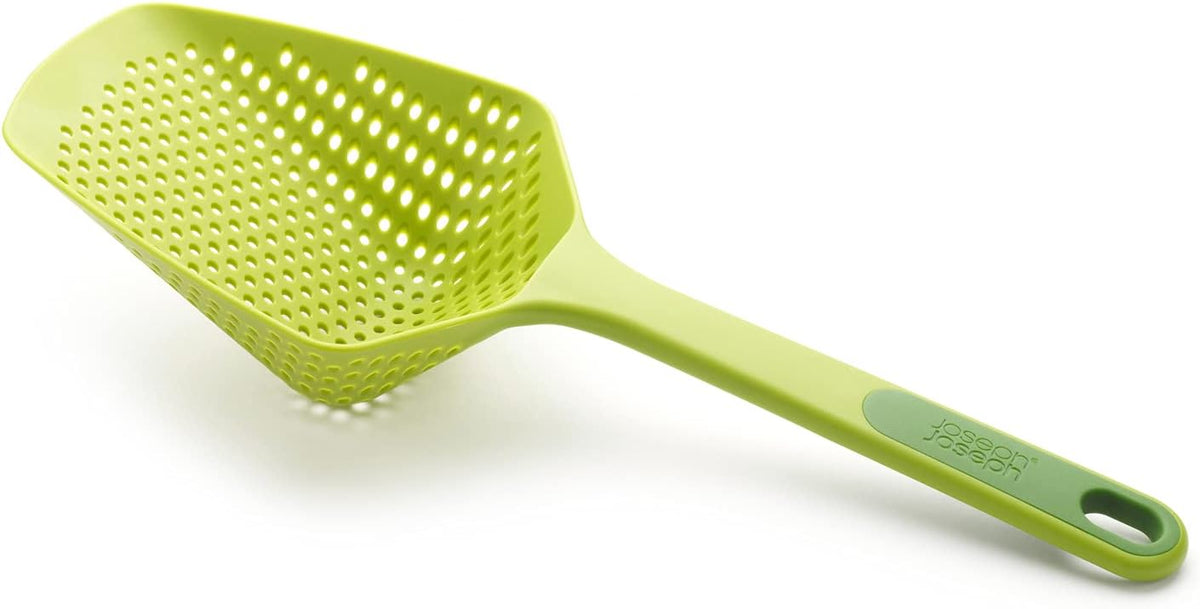 Scoop Plus Colander, Spoon Drainer/Strainer, Scoop, Drain and Serve, heat resistant up to 200°C (392°F), Dishwasher safe, Large, Black