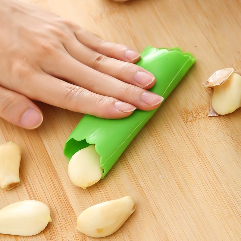 Stainless Steel Garlic Press Rocker – Portable Manual Crusher & Masher with Garlic Peeling Drum – Effortless Garlic Processing for Home Kitchen