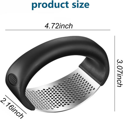 Stainless Steel Garlic Press Rocker – Portable Manual Crusher & Masher with Garlic Peeling Drum – Effortless Garlic Processing for Home Kitchen