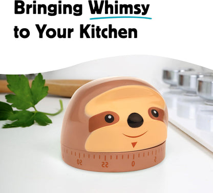 Kikkerland Sloth Timer – Fun Gadget for Home & Kitchen – 60 Minute Windup Timekeeper for Cooking
