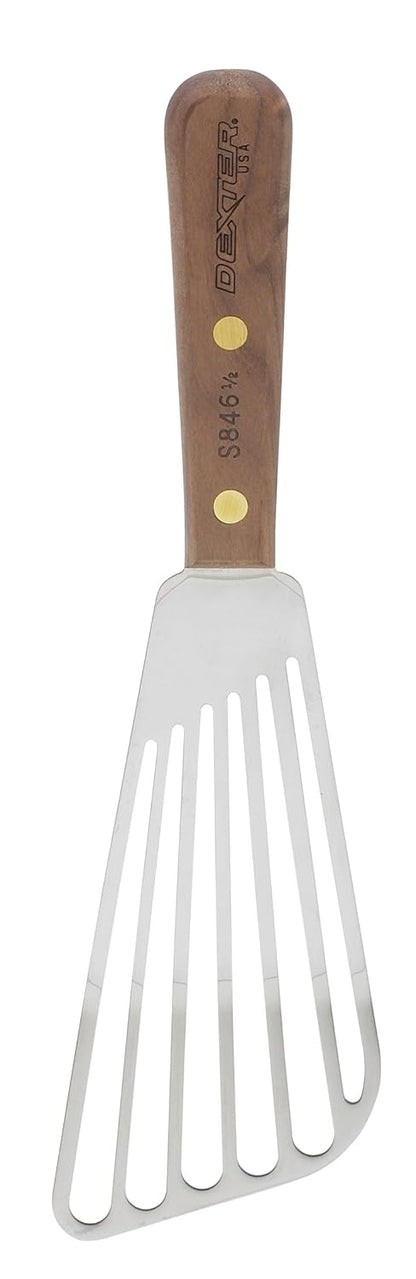 HIC Kitchen Walnut Slotted Fish Turner, 6.5-Inch, Stainless Steel