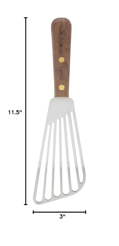 HIC Kitchen Walnut Slotted Fish Turner, 6.5-Inch, Stainless Steel