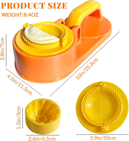 3 in 1 Dumpling Maker Machine, Dough Presser Dumpling Press Wrapper, Home DIY Bao Bun Empanada Mold Making Tool (Orange)