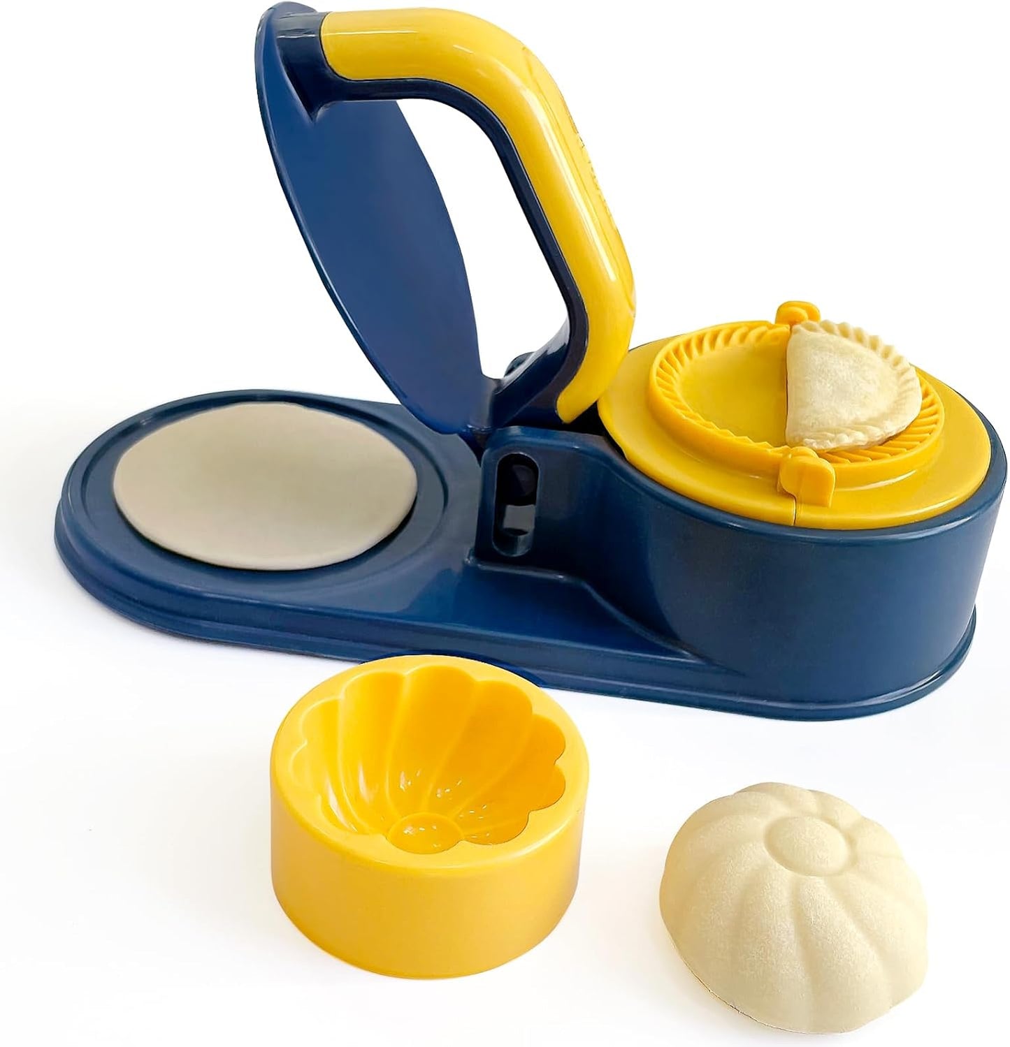 3 in 1 Dumpling Maker Machine, Dough Presser Dumpling Press Wrapper, Home DIY Bao Bun Empanada Mold Making Tool (Orange)