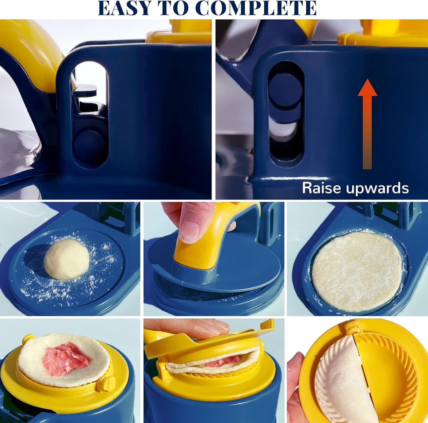 3 in 1 Dumpling Maker Machine, Dough Presser Dumpling Press Wrapper, Home DIY Bao Bun Empanada Mold Making Tool (Orange)