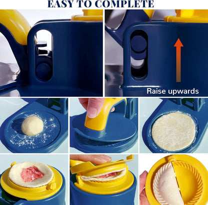 3 in 1 Dumpling Maker Machine, Dough Presser Dumpling Press Wrapper, Home DIY Bao Bun Empanada Mold Making Tool (Orange)