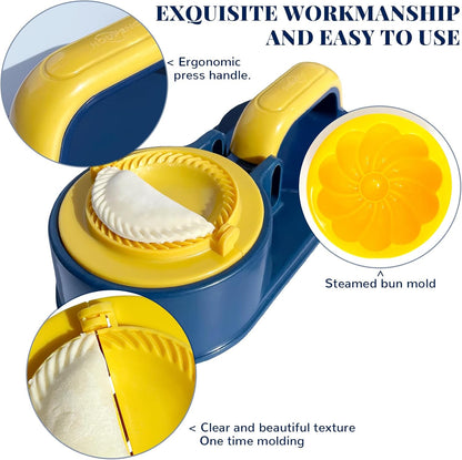 3 in 1 Dumpling Maker Machine, Dough Presser Dumpling Press Wrapper, Home DIY Bao Bun Empanada Mold Making Tool (Orange)