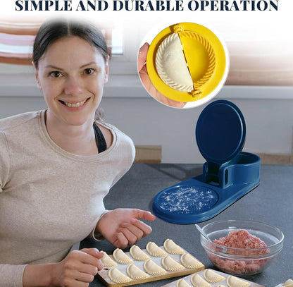 3 in 1 Dumpling Maker Machine, Dough Presser Dumpling Press Wrapper, Home DIY Bao Bun Empanada Mold Making Tool (Orange)