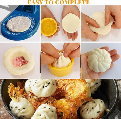 3 in 1 Dumpling Maker Machine, Dough Presser Dumpling Press Wrapper, Home DIY Bao Bun Empanada Mold Making Tool (Orange)