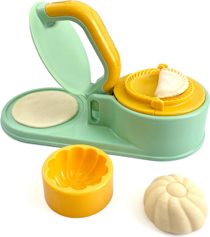 3 in 1 Dumpling Maker Machine, Dough Presser Dumpling Press Wrapper, Home DIY Bao Bun Empanada Mold Making Tool (Orange)
