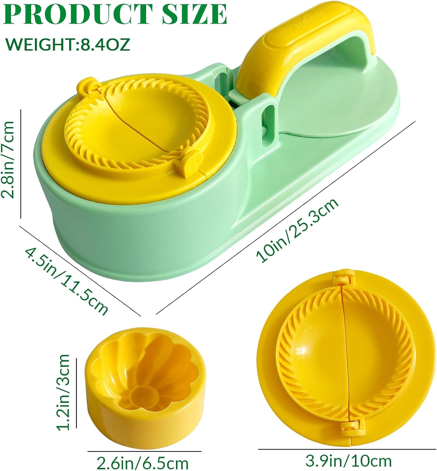 3 in 1 Dumpling Maker Machine, Dough Presser Dumpling Press Wrapper, Home DIY Bao Bun Empanada Mold Making Tool (Orange)
