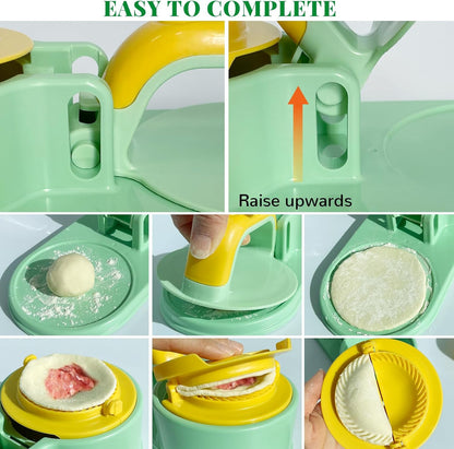 3 in 1 Dumpling Maker Machine, Dough Presser Dumpling Press Wrapper, Home DIY Bao Bun Empanada Mold Making Tool (Orange)