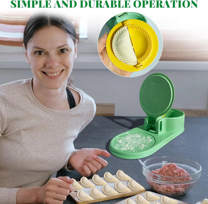 3 in 1 Dumpling Maker Machine, Dough Presser Dumpling Press Wrapper, Home DIY Bao Bun Empanada Mold Making Tool (Orange)
