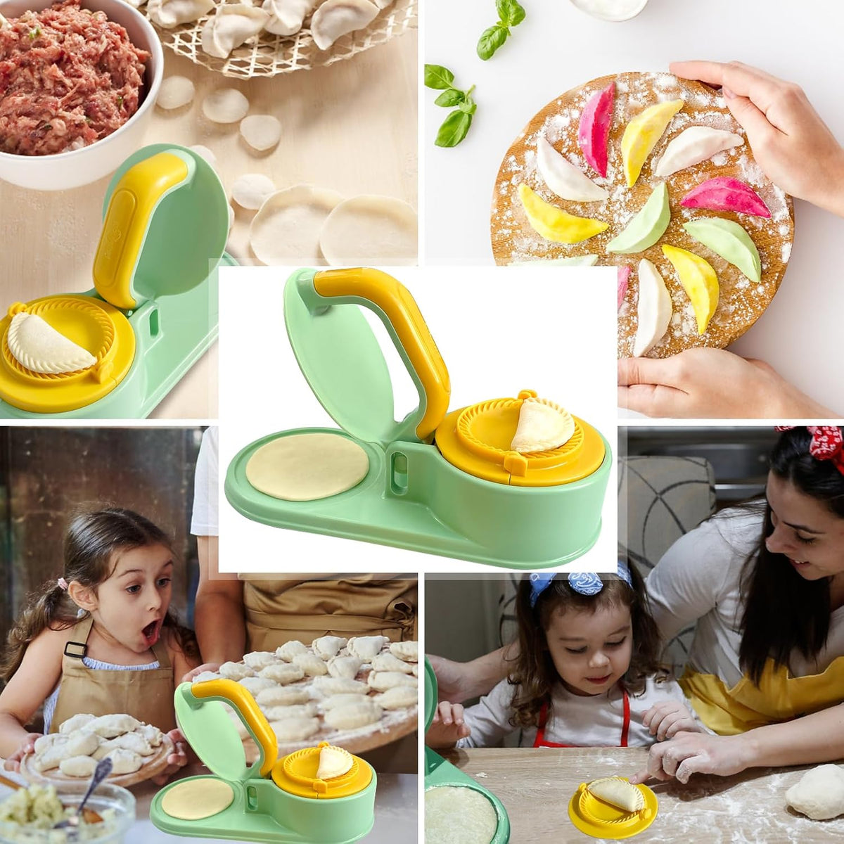 3 in 1 Dumpling Maker Machine, Dough Presser Dumpling Press Wrapper, Home DIY Bao Bun Empanada Mold Making Tool (Orange)