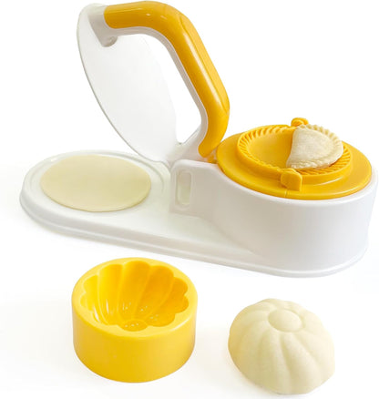 3 in 1 Dumpling Maker Machine, Dough Presser Dumpling Press Wrapper, Home DIY Bao Bun Empanada Mold Making Tool (Orange)