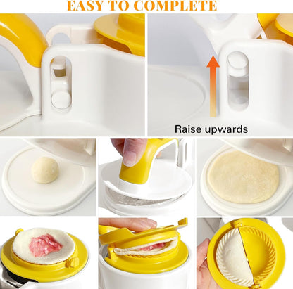 3 in 1 Dumpling Maker Machine, Dough Presser Dumpling Press Wrapper, Home DIY Bao Bun Empanada Mold Making Tool (Orange)