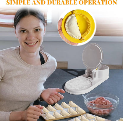 3 in 1 Dumpling Maker Machine, Dough Presser Dumpling Press Wrapper, Home DIY Bao Bun Empanada Mold Making Tool (Orange)