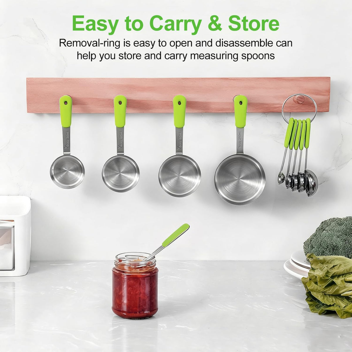 10-Pcs Stainless Steel Measuring Cups & Spoons Set, Colorful Handles