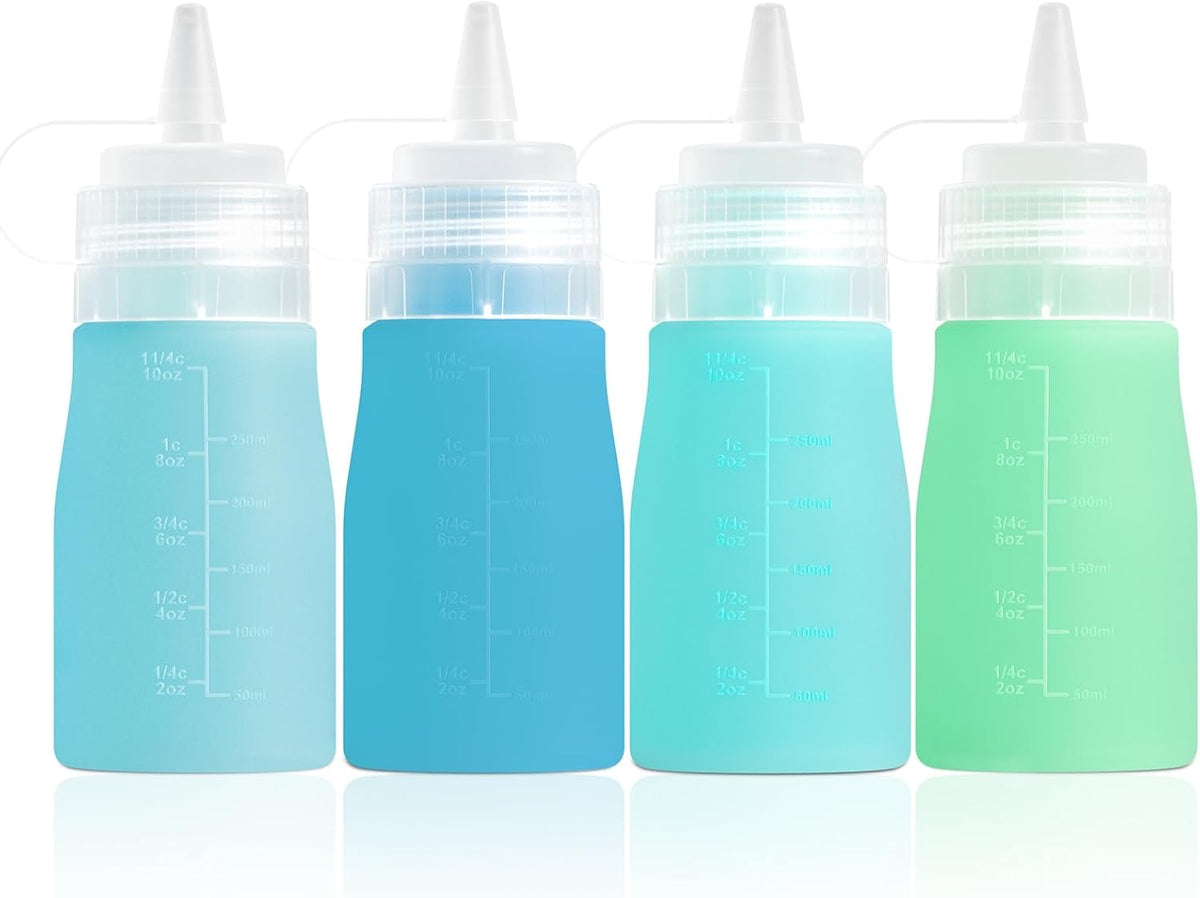 12oz Silicone Squeeze Bottles for Sauces & Oil, 4 Pack, Pink