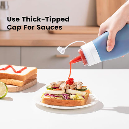 12oz Silicone Squeeze Bottles for Sauces & Oil, 4 Pack, Pink