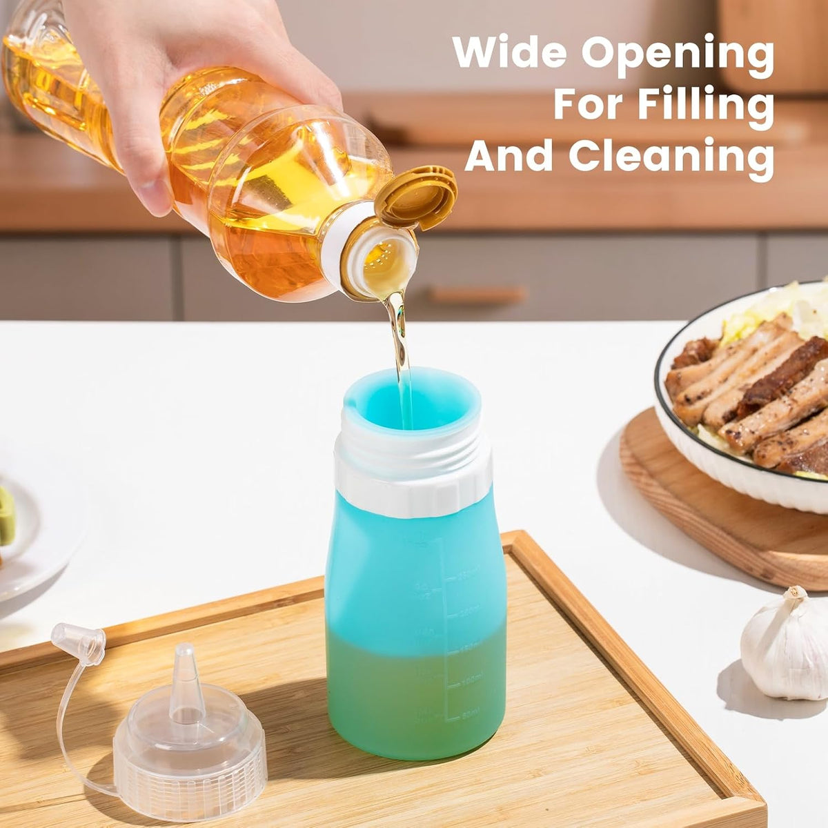 12oz Silicone Squeeze Bottles for Sauces & Oil, 4 Pack, Pink