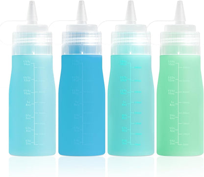 12oz Silicone Squeeze Bottles for Sauces & Oil, 4 Pack, Pink