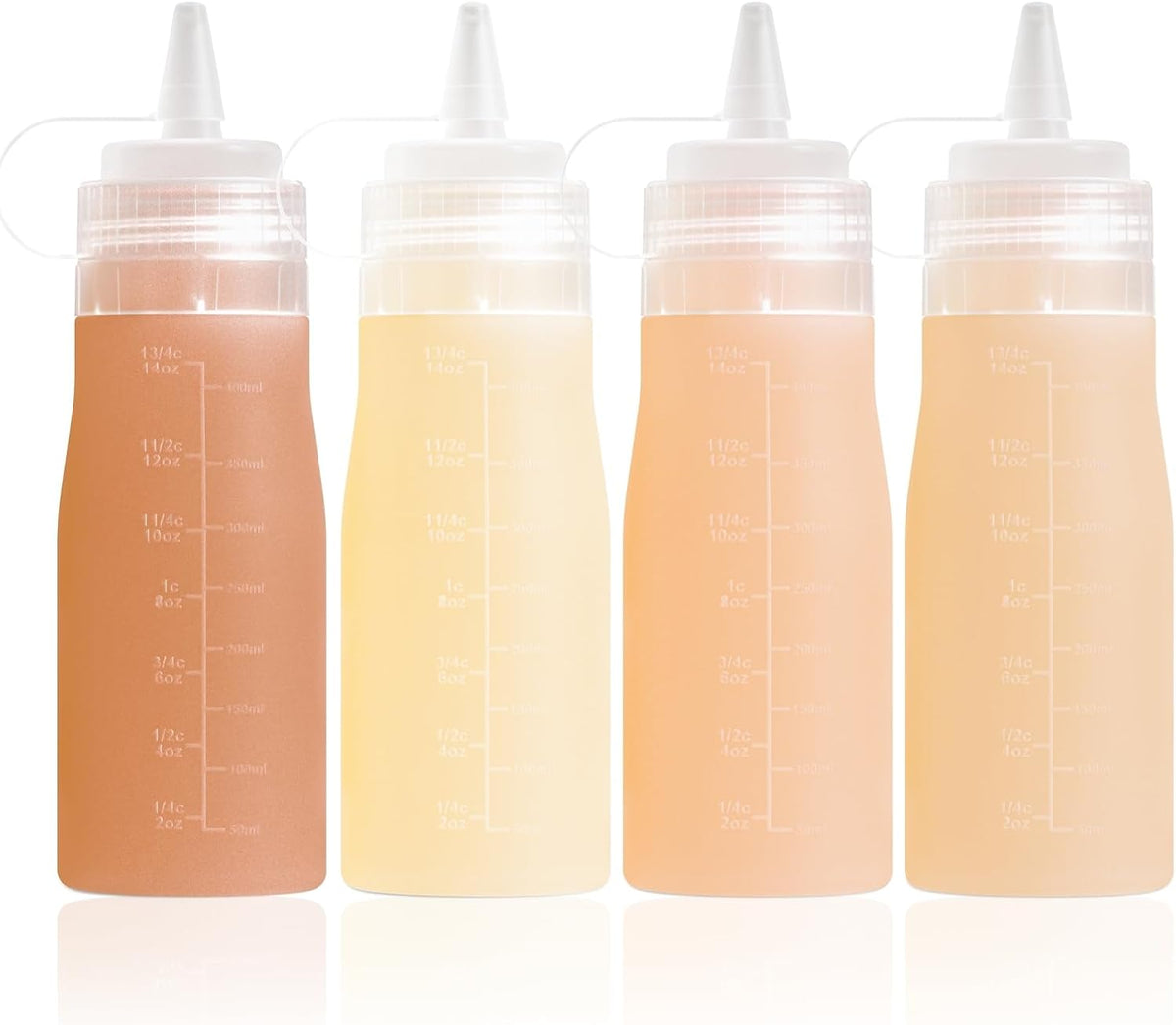 12oz Silicone Squeeze Bottles for Sauces & Oil, 4 Pack, Pink