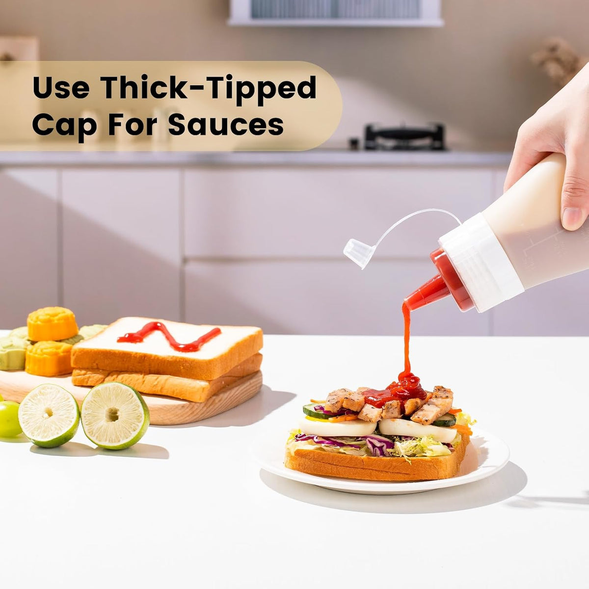 12oz Silicone Squeeze Bottles for Sauces & Oil, 4 Pack, Pink