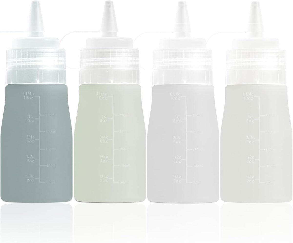 12oz Silicone Squeeze Bottles for Sauces & Oil, 4 Pack, Pink
