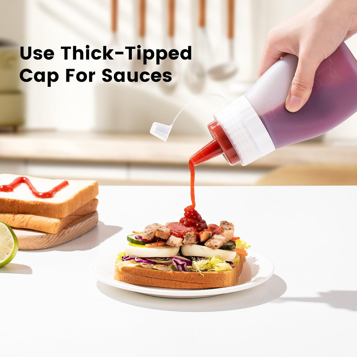 12oz Silicone Squeeze Bottles for Sauces & Oil, 4 Pack, Pink