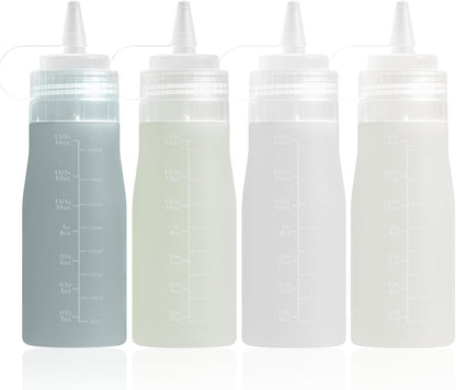 12oz Silicone Squeeze Bottles for Sauces & Oil, 4 Pack, Pink