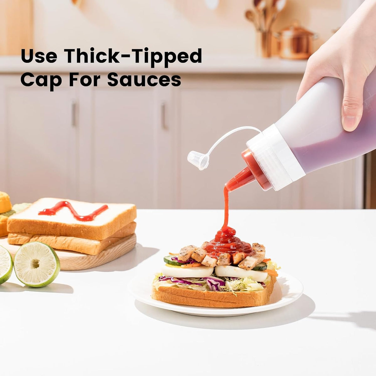12oz Silicone Squeeze Bottles for Sauces & Oil, 4 Pack, Pink