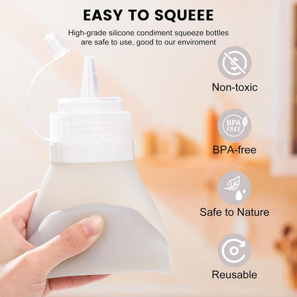 12oz Silicone Squeeze Bottles for Sauces & Oil, 4 Pack, Pink
