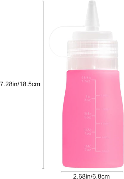 12oz Silicone Squeeze Bottles for Sauces & Oil, 4 Pack, Pink