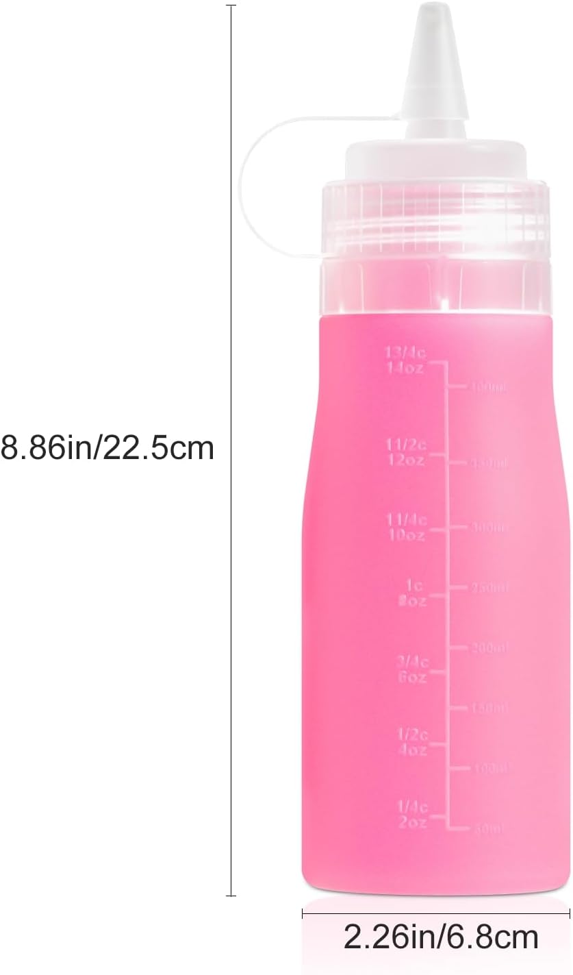 12oz Silicone Squeeze Bottles for Sauces & Oil, 4 Pack, Pink