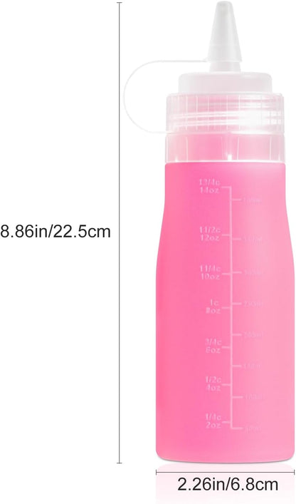 12oz Silicone Squeeze Bottles for Sauces & Oil, 4 Pack, Pink