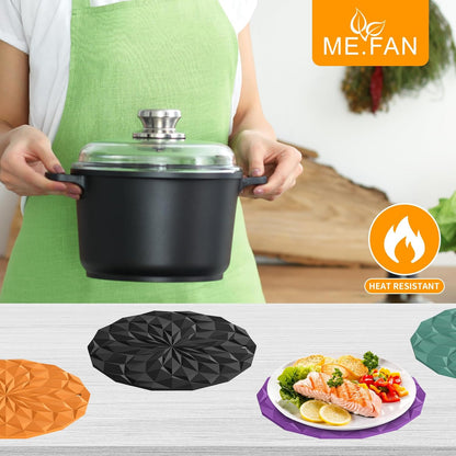 Silicone Trivet Mats - 4 Pack Pot Holders - 7.4'' Thickened Hot Pads for Hot pots, Pans and Dishes, Heat Resistant Silicone Trivet for Table and Counter Top Desert Sage