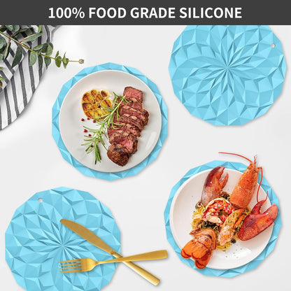 Silicone Trivet Mats - 4 Pack Pot Holders - 7.4'' Thickened Hot Pads for Hot pots, Pans and Dishes, Heat Resistant Silicone Trivet for Table and Counter Top Desert Sage