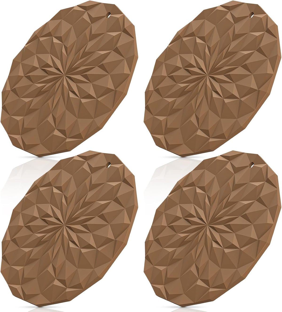 Silicone Trivet Mats - 4 Pack Pot Holders - 7.4'' Thickened Hot Pads for Hot pots, Pans and Dishes, Heat Resistant Silicone Trivet for Table and Counter Top Desert Sage