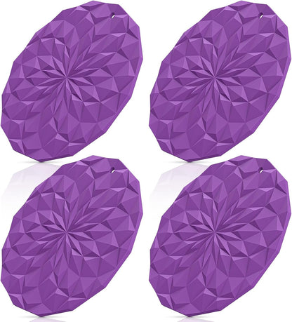 Silicone Trivet Mats - 4 Pack Pot Holders - 7.4'' Thickened Hot Pads for Hot pots, Pans and Dishes, Heat Resistant Silicone Trivet for Table and Counter Top Desert Sage