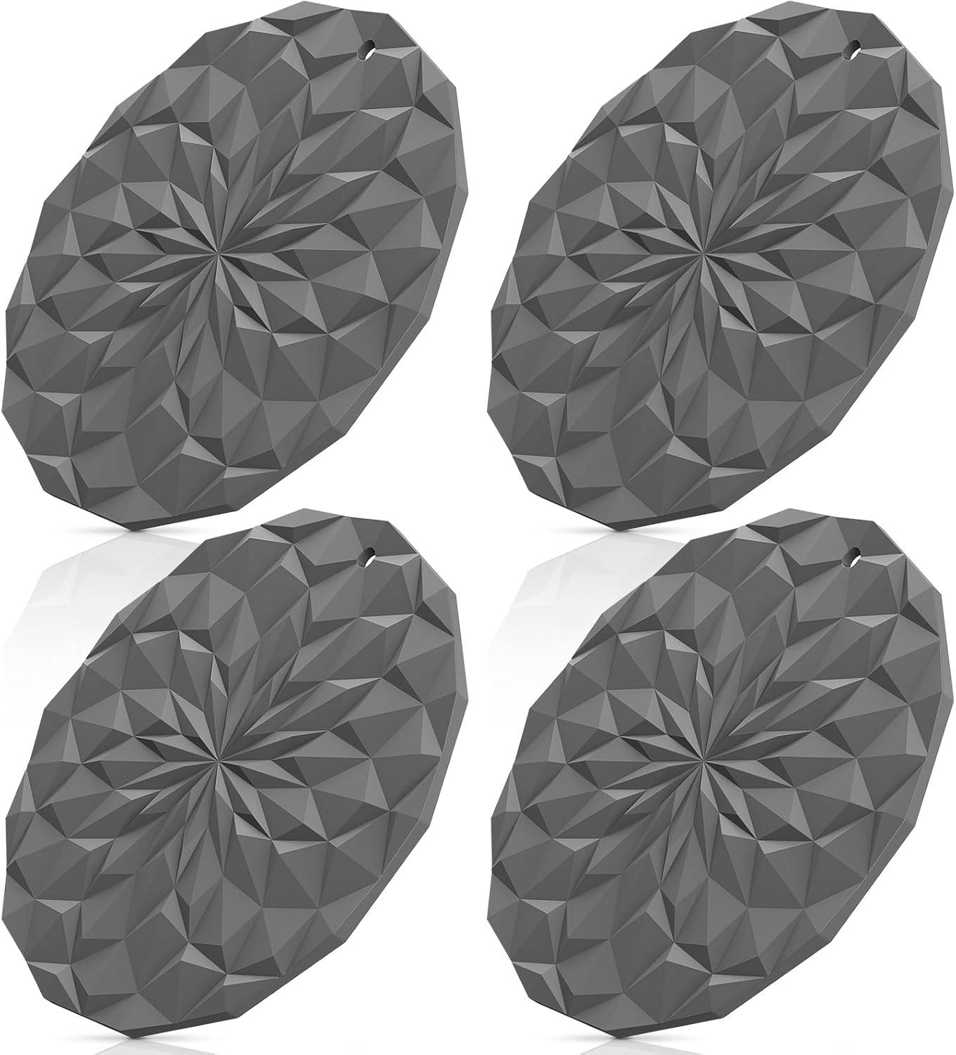Silicone Trivet Mats - 4 Pack Pot Holders - 7.4'' Thickened Hot Pads for Hot pots, Pans and Dishes, Heat Resistant Silicone Trivet for Table and Counter Top Desert Sage