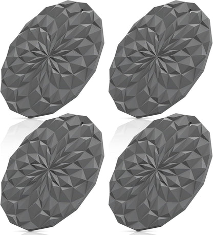 Silicone Trivet Mats - 4 Pack Pot Holders - 7.4'' Thickened Hot Pads for Hot pots, Pans and Dishes, Heat Resistant Silicone Trivet for Table and Counter Top Desert Sage