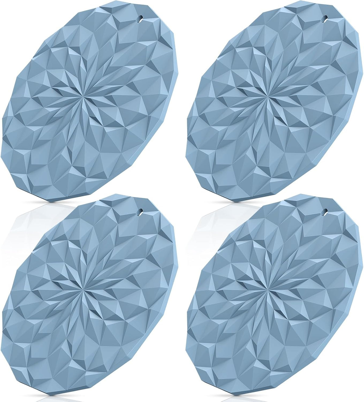 Silicone Trivet Mats - 4 Pack Pot Holders - 7.4'' Thickened Hot Pads for Hot pots, Pans and Dishes, Heat Resistant Silicone Trivet for Table and Counter Top Desert Sage