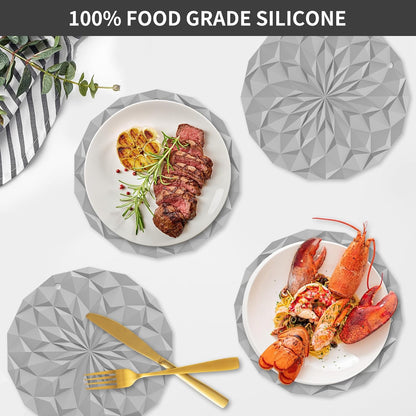 Silicone Trivet Mats - 4 Pack Pot Holders - 7.4'' Thickened Hot Pads for Hot pots, Pans and Dishes, Heat Resistant Silicone Trivet for Table and Counter Top Desert Sage