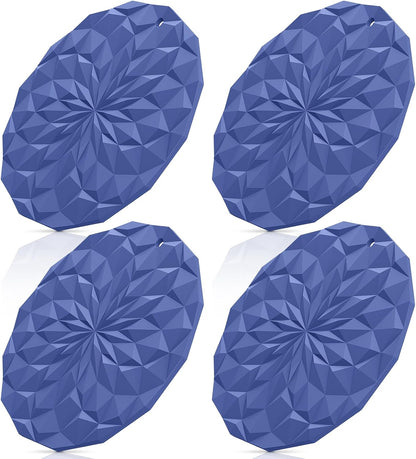 Silicone Trivet Mats - 4 Pack Pot Holders - 7.4'' Thickened Hot Pads for Hot pots, Pans and Dishes, Heat Resistant Silicone Trivet for Table and Counter Top Desert Sage