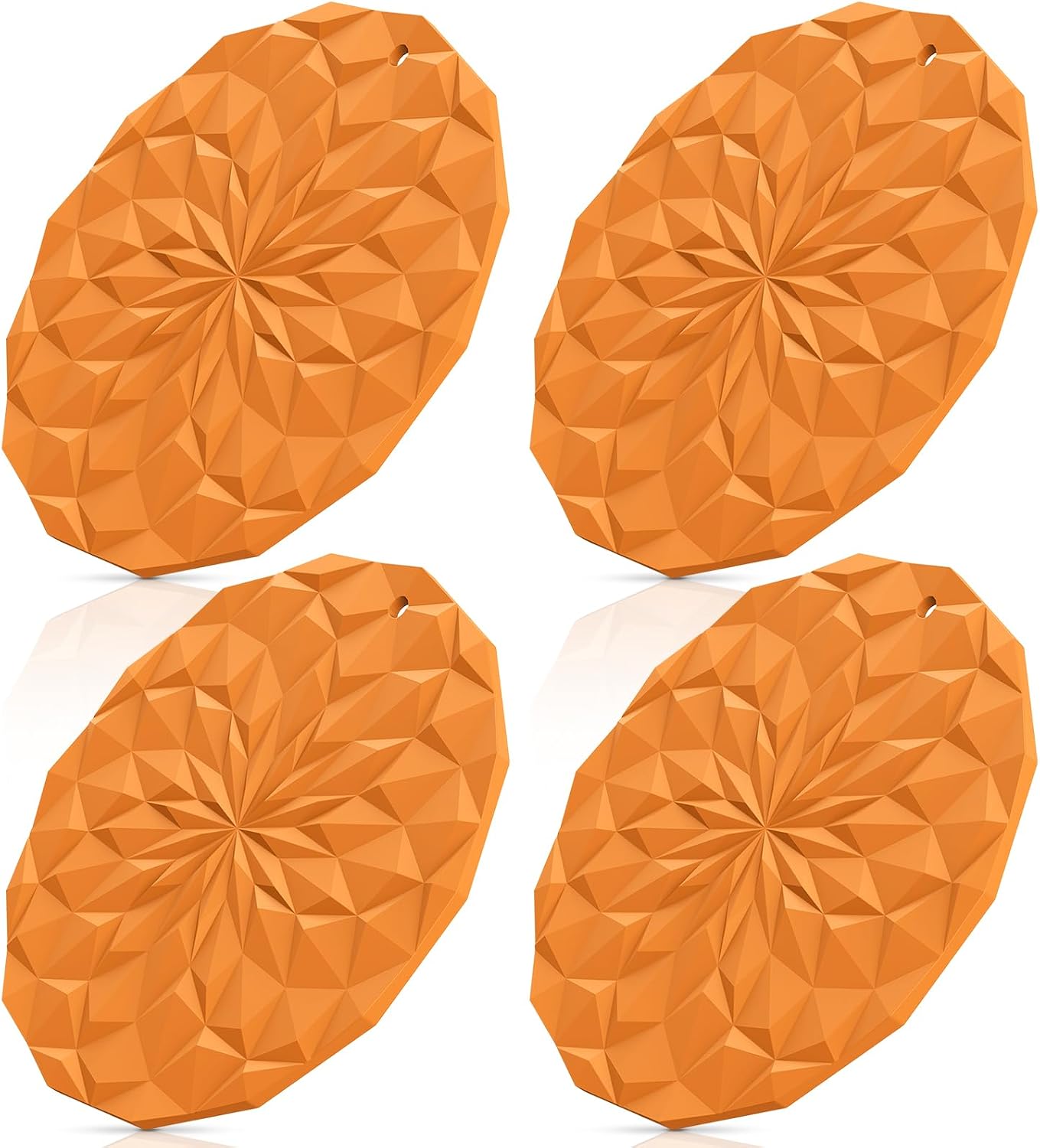 Silicone Trivet Mats - 4 Pack Pot Holders - 7.4'' Thickened Hot Pads for Hot pots, Pans and Dishes, Heat Resistant Silicone Trivet for Table and Counter Top Desert Sage