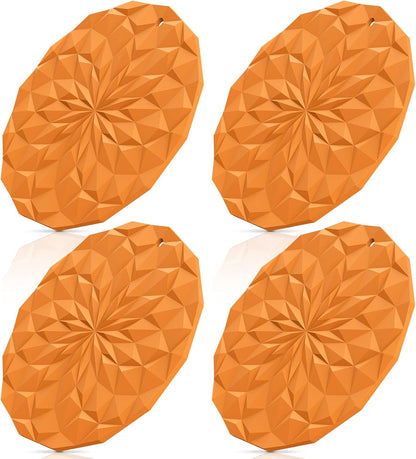 Silicone Trivet Mats - 4 Pack Pot Holders - 7.4'' Thickened Hot Pads for Hot pots, Pans and Dishes, Heat Resistant Silicone Trivet for Table and Counter Top Desert Sage